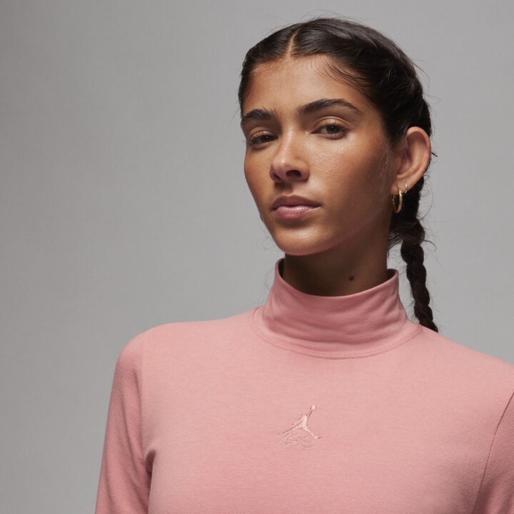 Jordan Flight Pink Cropped Turtleneck Top